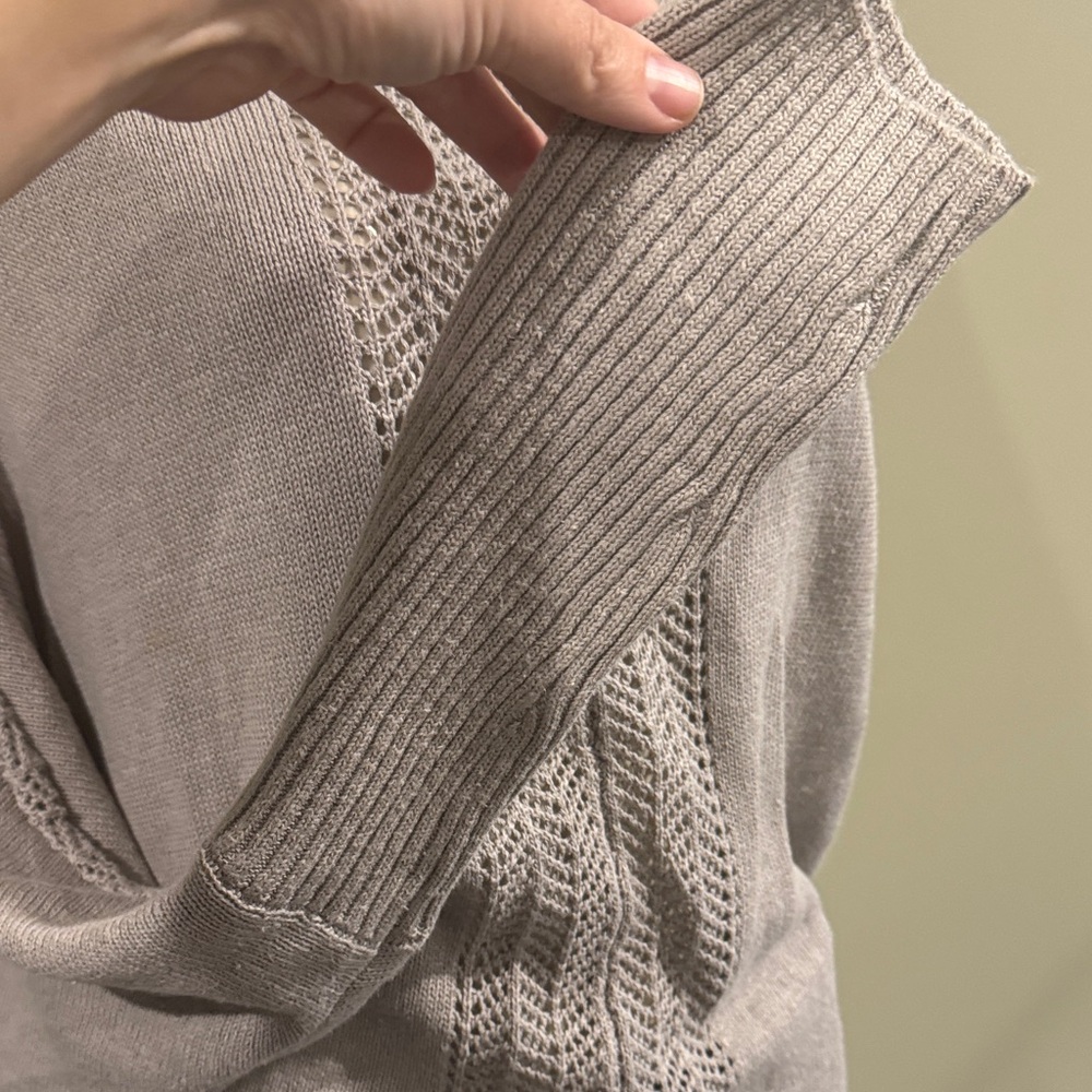 Nomads hemp wear Light Gray Cowl Neck Openwork Pullover Sweater - Picture 4 of 7